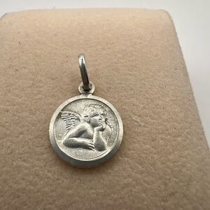 Made in Italy 925 Sterling Silver Antiqued Raphael Angel Pendant